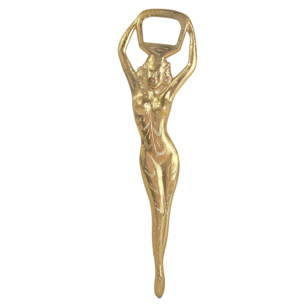 Vintage 50s Indian Ethnic Lady Brass Bottle Opener Nude Figure‎ Collectable